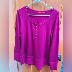 Josie Natori henley casual sleepwear pajama long sleeve top women’s size small
